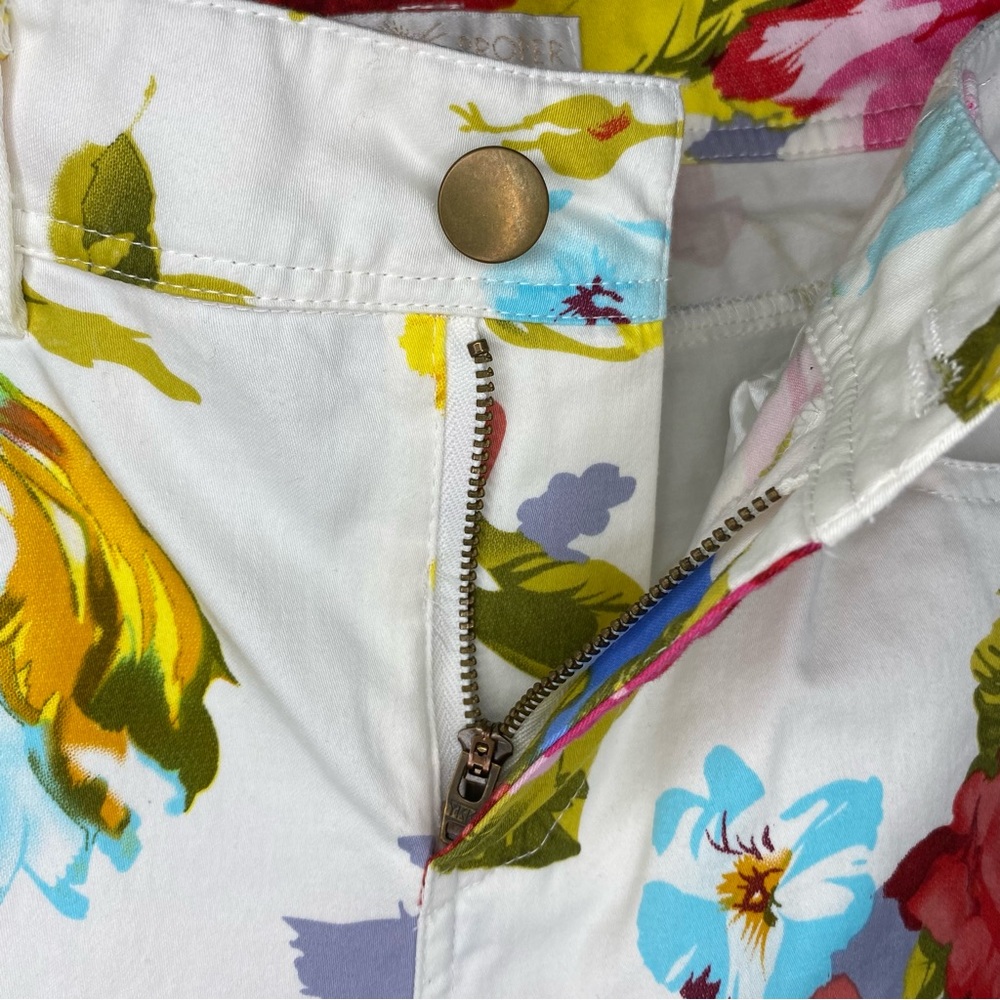 Boston Proper Floral Boho Pants Women’s Sz 4 White Multicolor Cotton - Picture 4 of 7